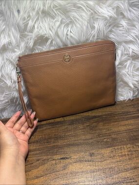Tory Burch Cognac Leather Wristlet Clutch